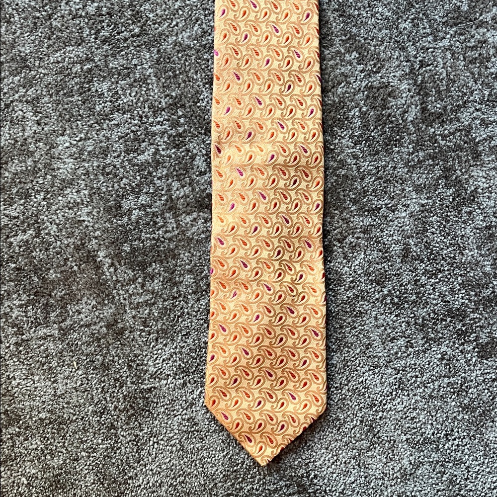 Ike Behar Gold, Orange, & Purple Patterned Tie